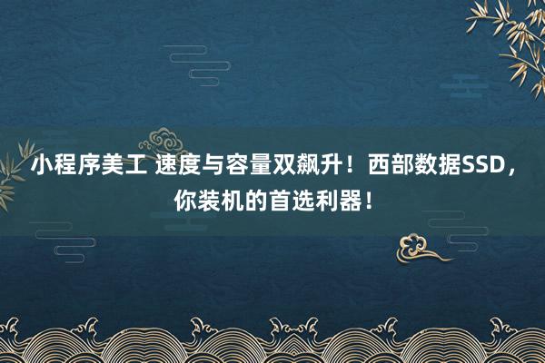 小程序美工 速度与容量双飙升！西部数据SSD，你装机的首选利器！